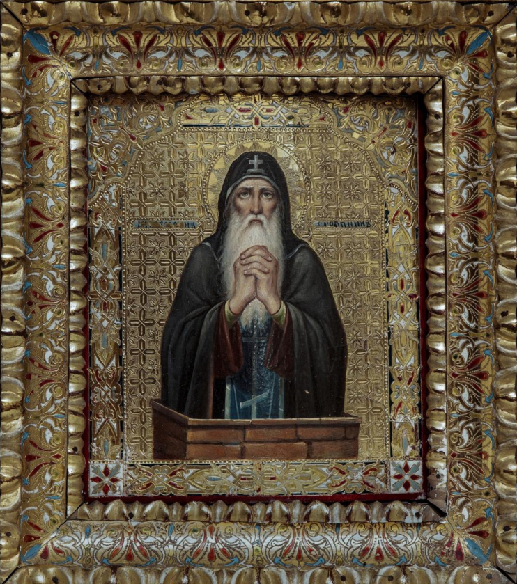 Saint Venerable of Antioch Simeon the Stylite. Wooden orthodox icon.