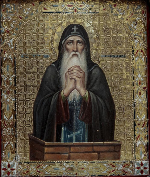 Saint Venerable of Antioch Simeon the Stylite. Wooden orthodox icon.