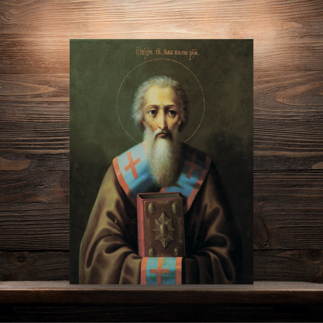 Orthodox Icon of Saint Leo the Great – Wooden Icon of Pope Leo I, Defender of the Faith and Protector of Rome