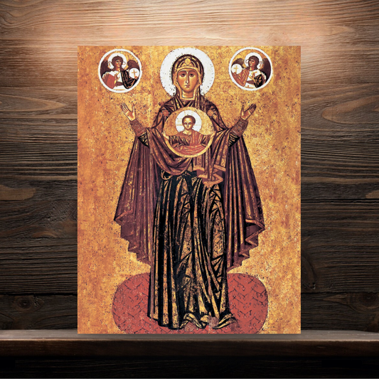 Prayer icon of Panagia Theotokos for home altar or Christian wall decor