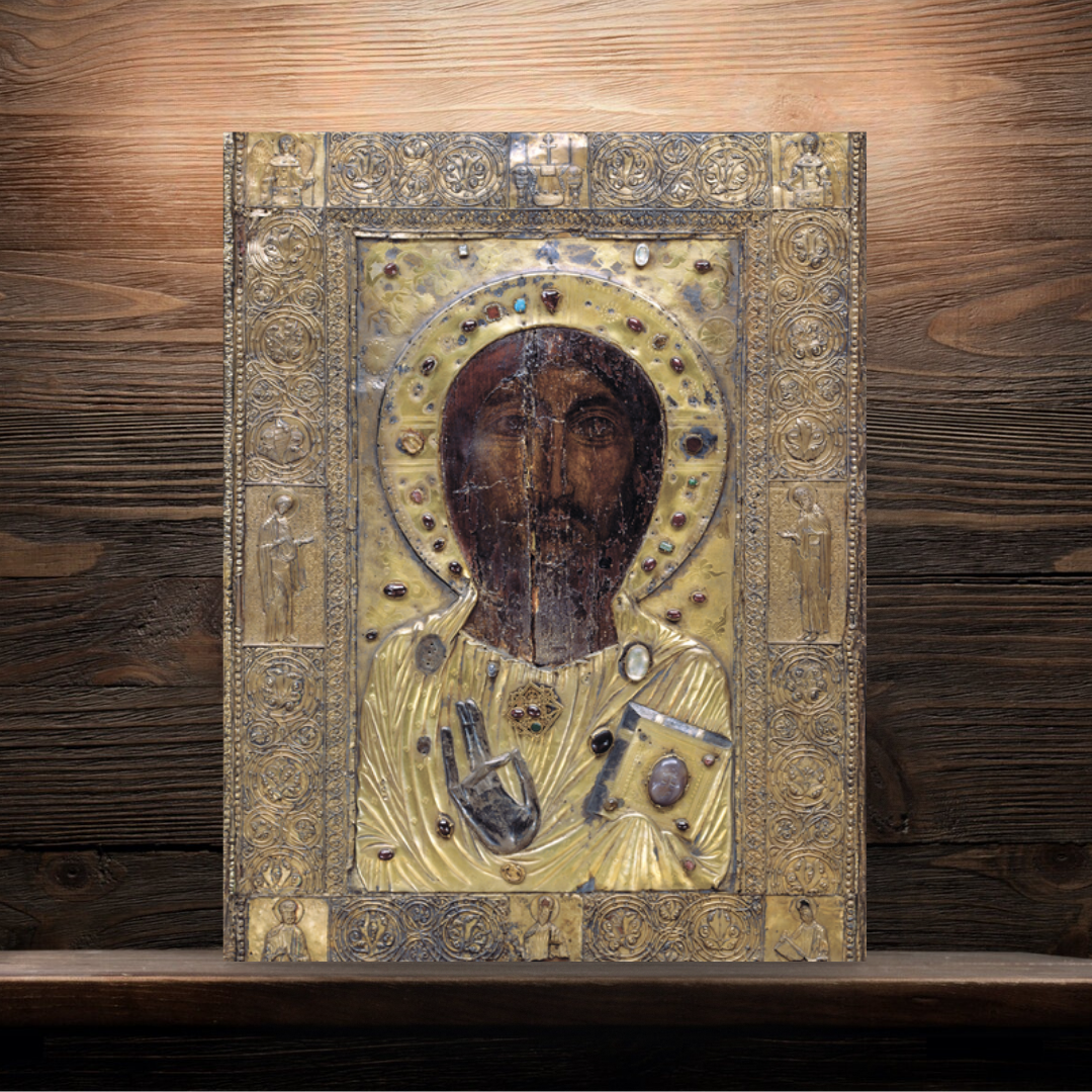 Traditional Georgian Orthodox handmade icon of Christ Anchiskhati