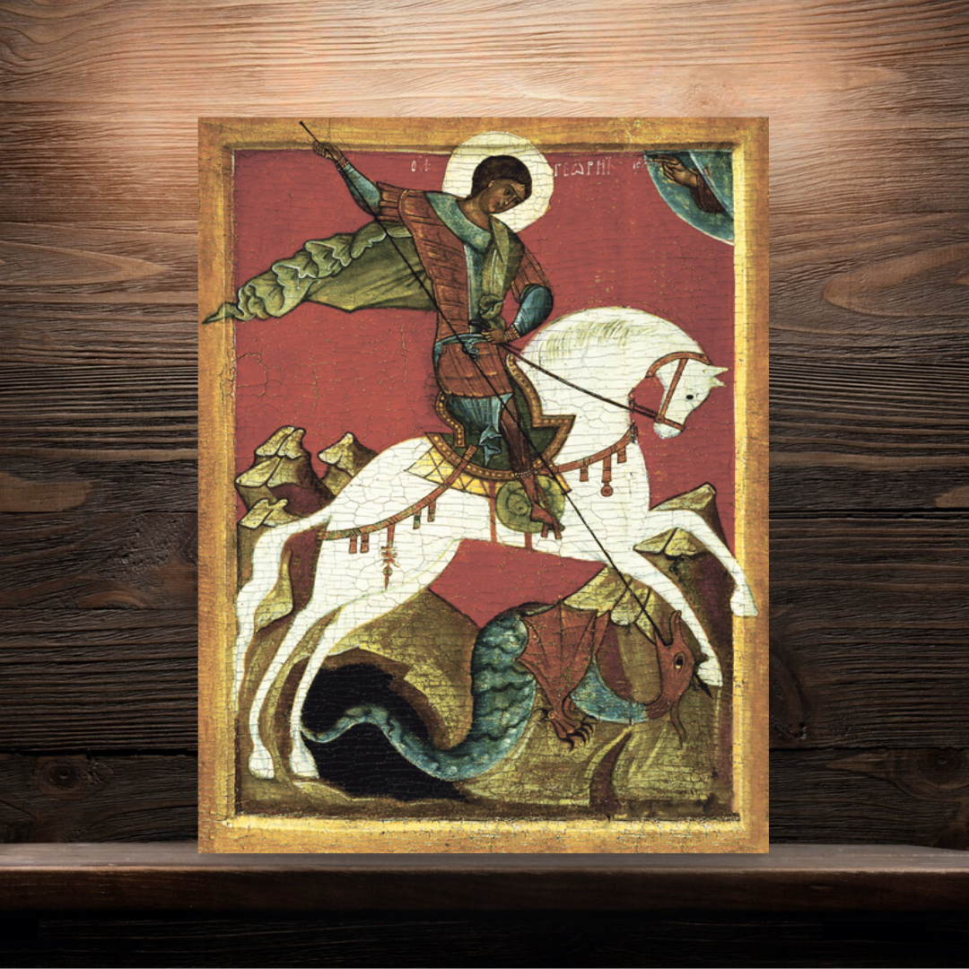 Christian martyr Saint George icon traditional Russian Orthodox design