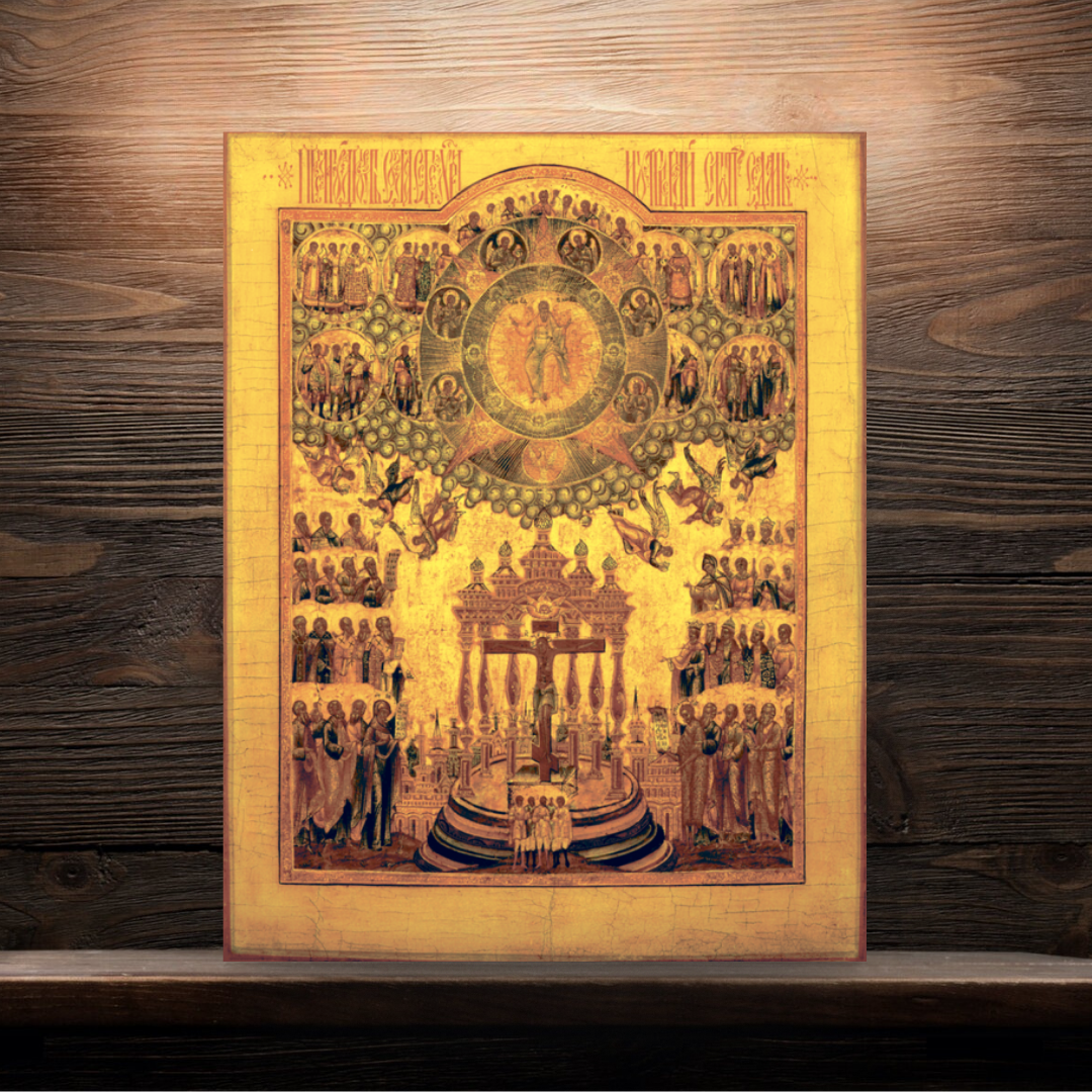 Orthodox icon Sophia Wisdom of God 18th century Palekh
Rare theological icon of Sophia and the Cross of Christ