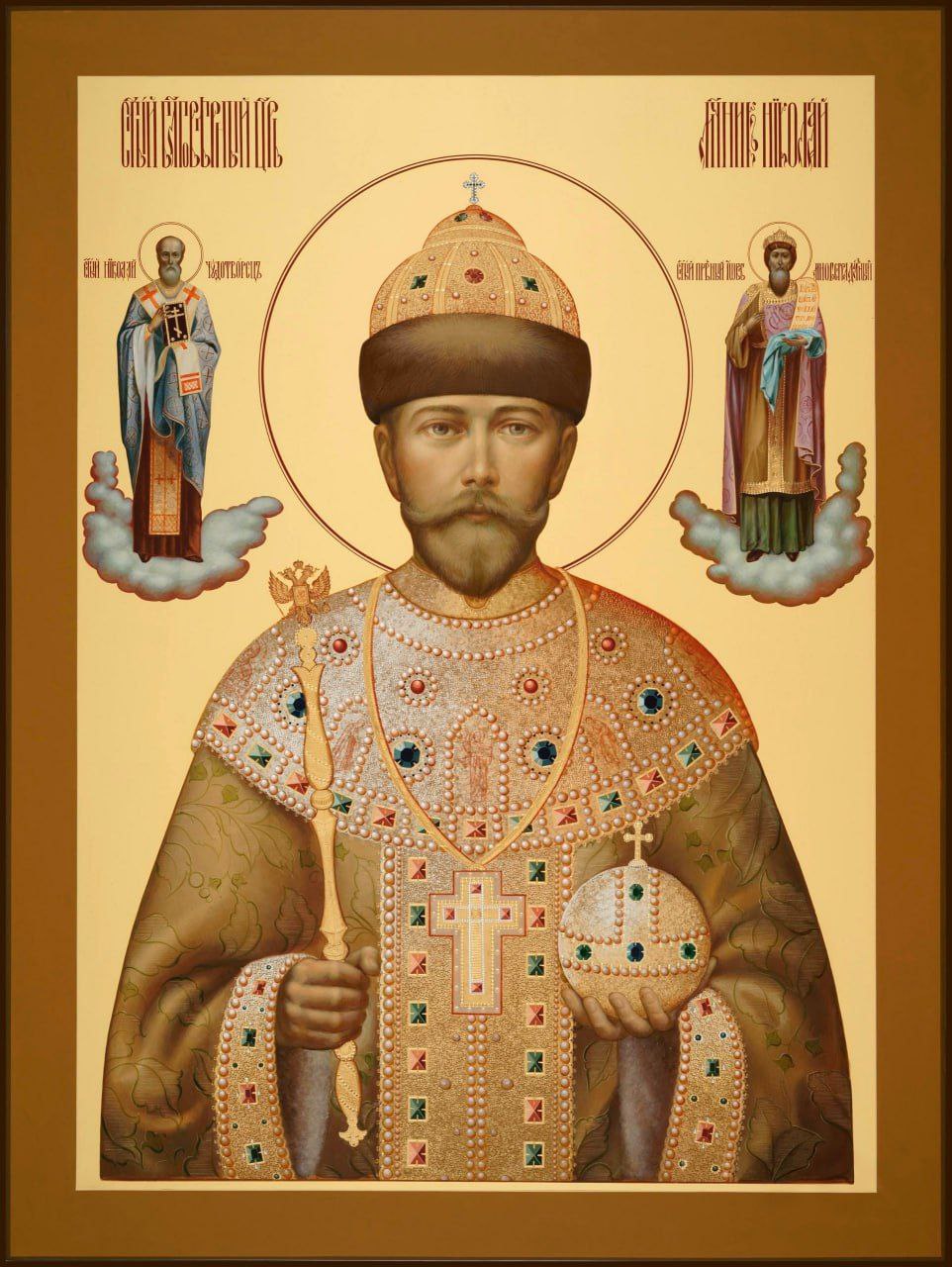 Icon of Emperor of the Russian Empire Nicholas II Romanov. Wooden icon