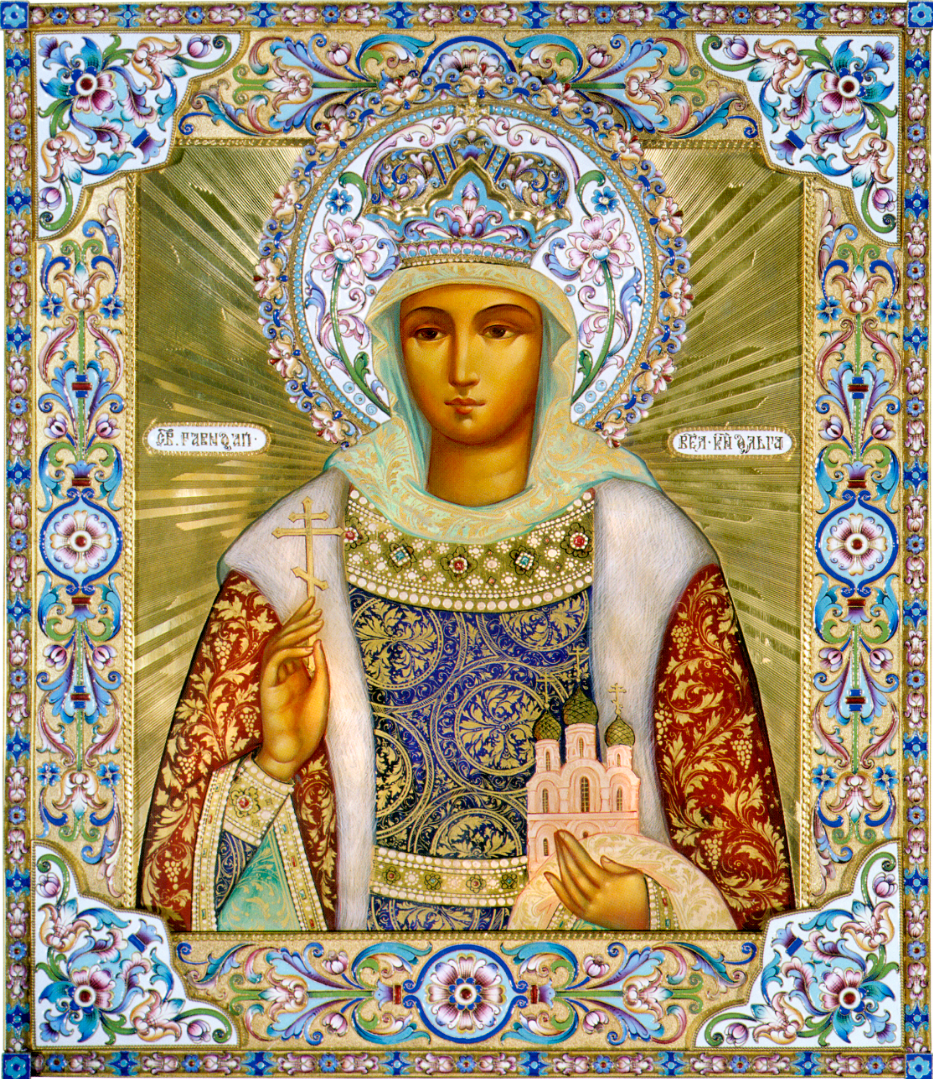 Saint Olga, Equal-to-the-Apostles, Princess. Wooden orthodox icon.