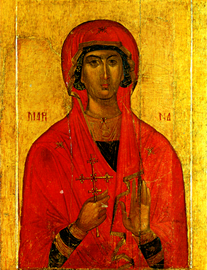 Holy Great Martyr Marina (Margaret) of Antioch. Wooden orthodox icon.