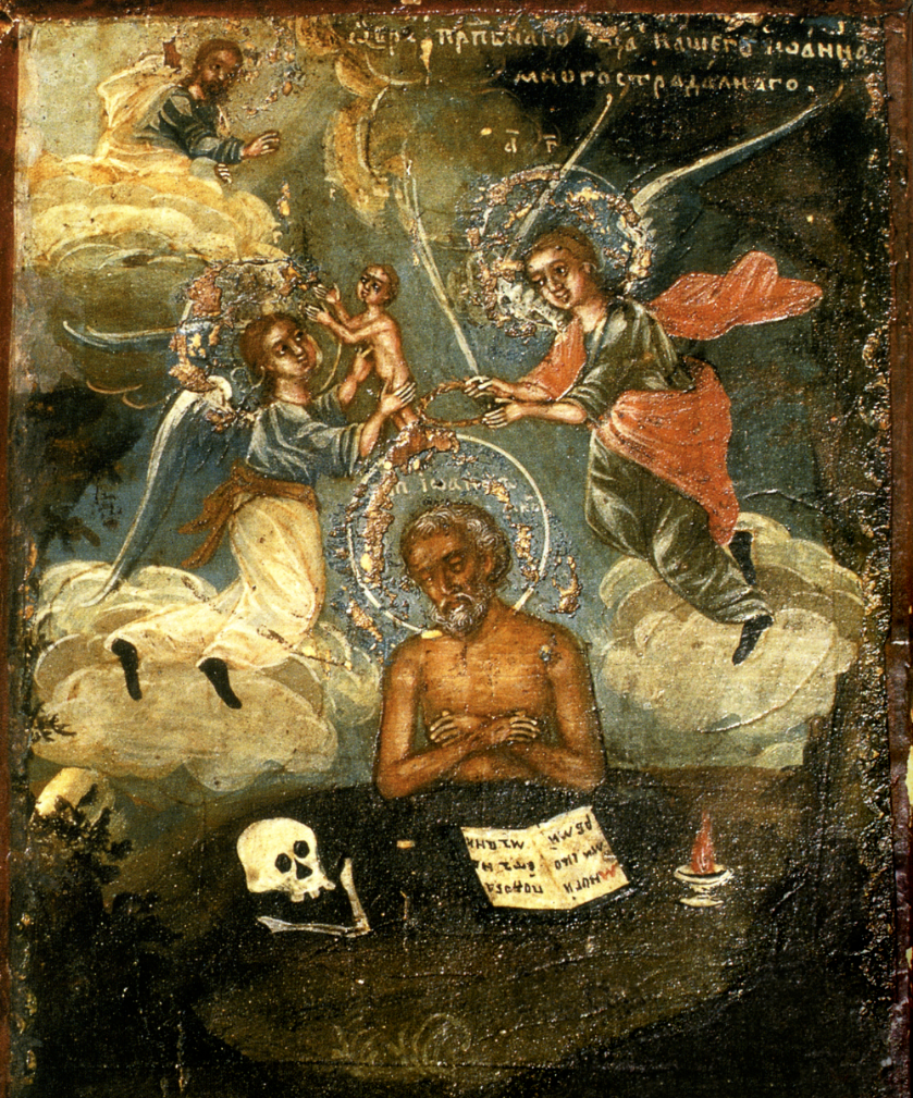 Saint Venerable of the Kiev Caves John the Much-Suffering. Wooden orthodox icon.