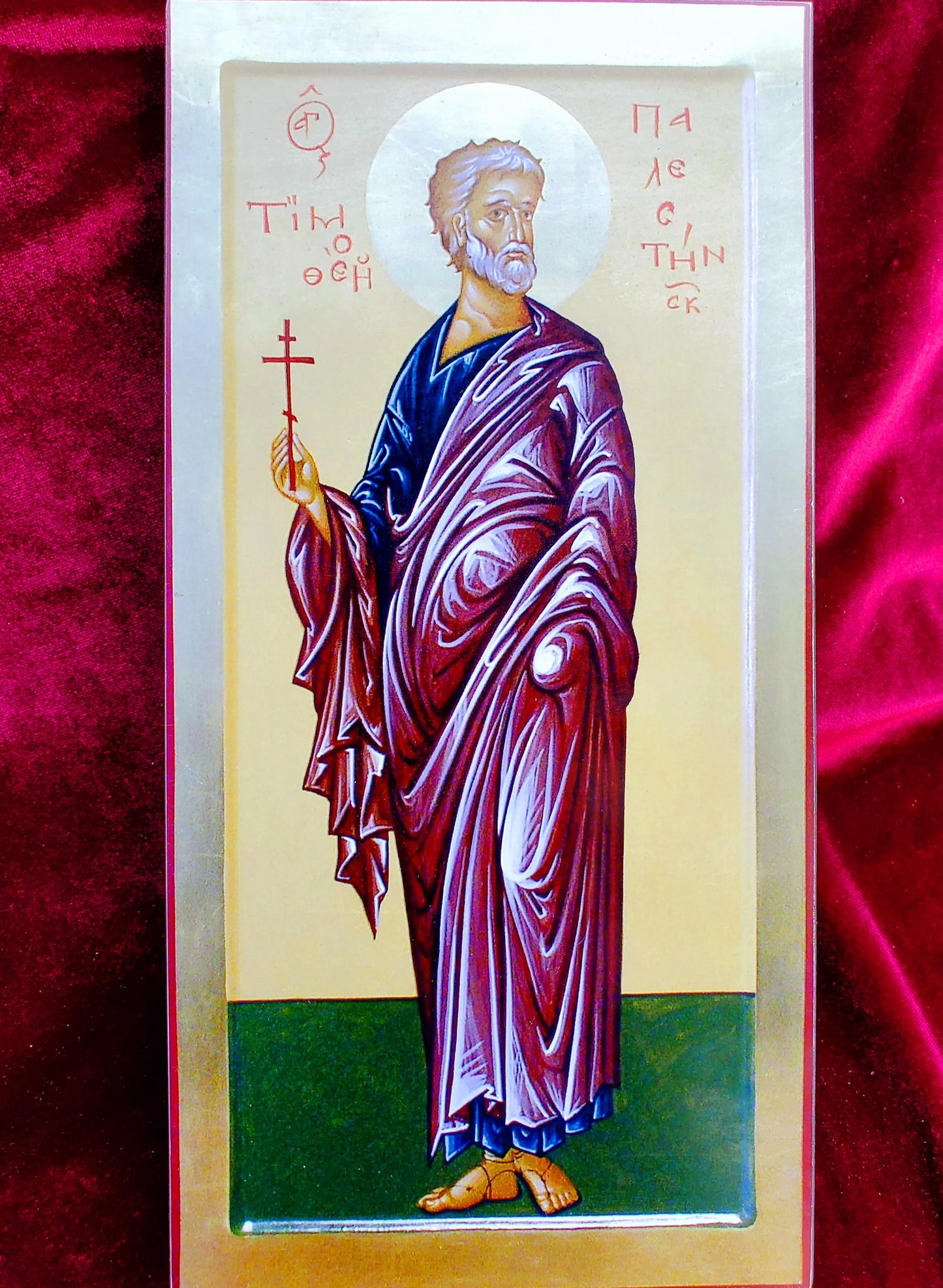 Holy Martyr Timothy of Palestine. Wooden orthodox icon.