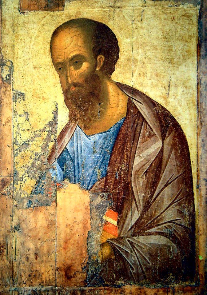 Saint Paul the Apostle, by the hand of iconographer Andrei Rublev. Wooden orthodox icon.