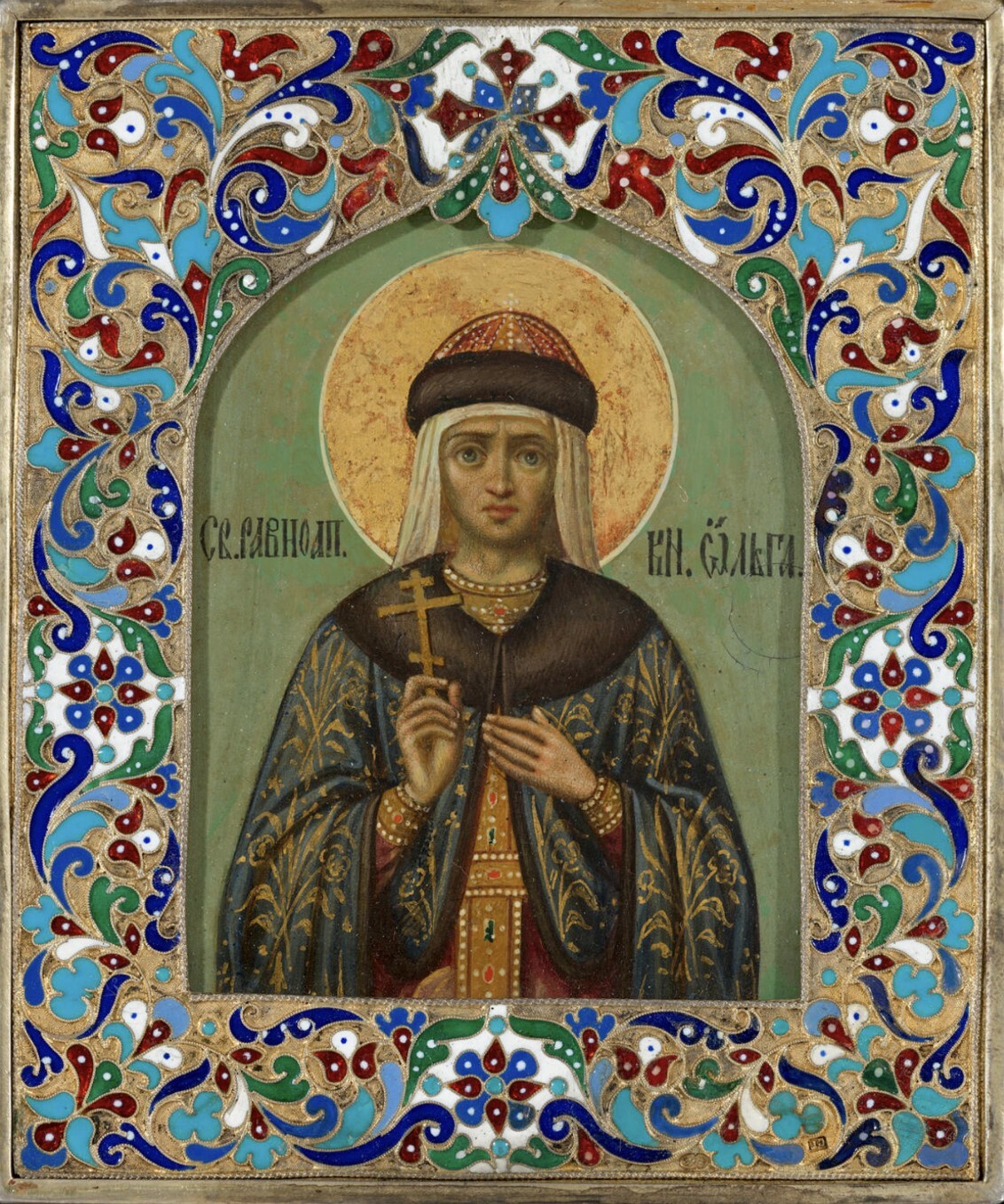 Saint Equal-to-the-Apostles Princess Olga. Wooden orthodox icon.