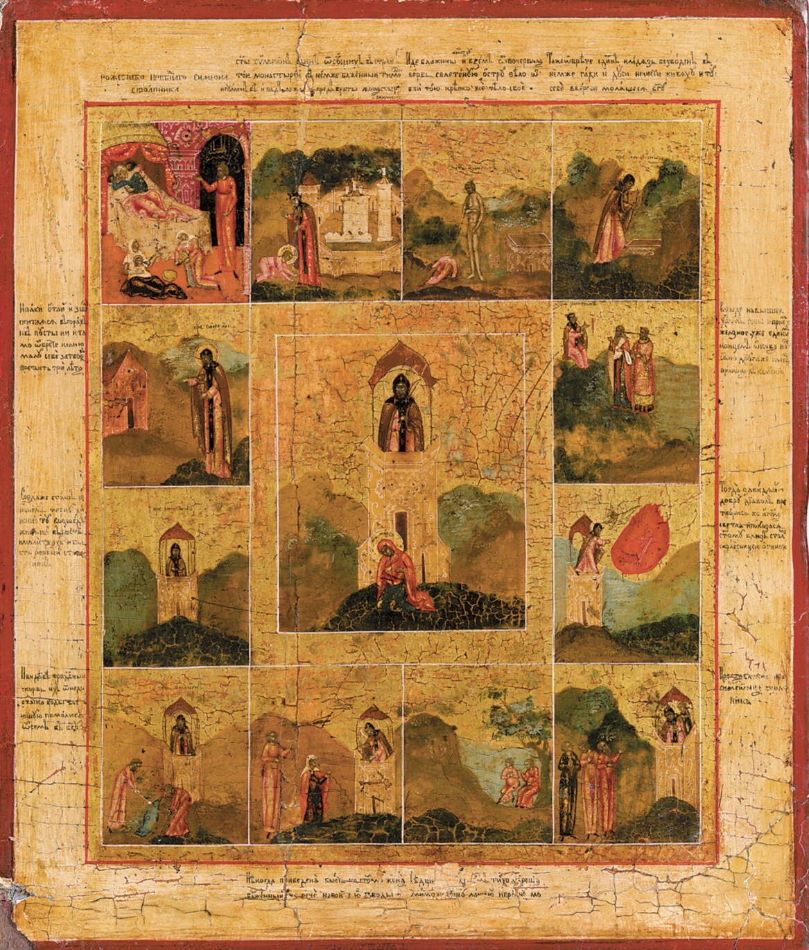 Saint Venerable of Antioch Simeon the Stylite. Wooden orthodox icon.