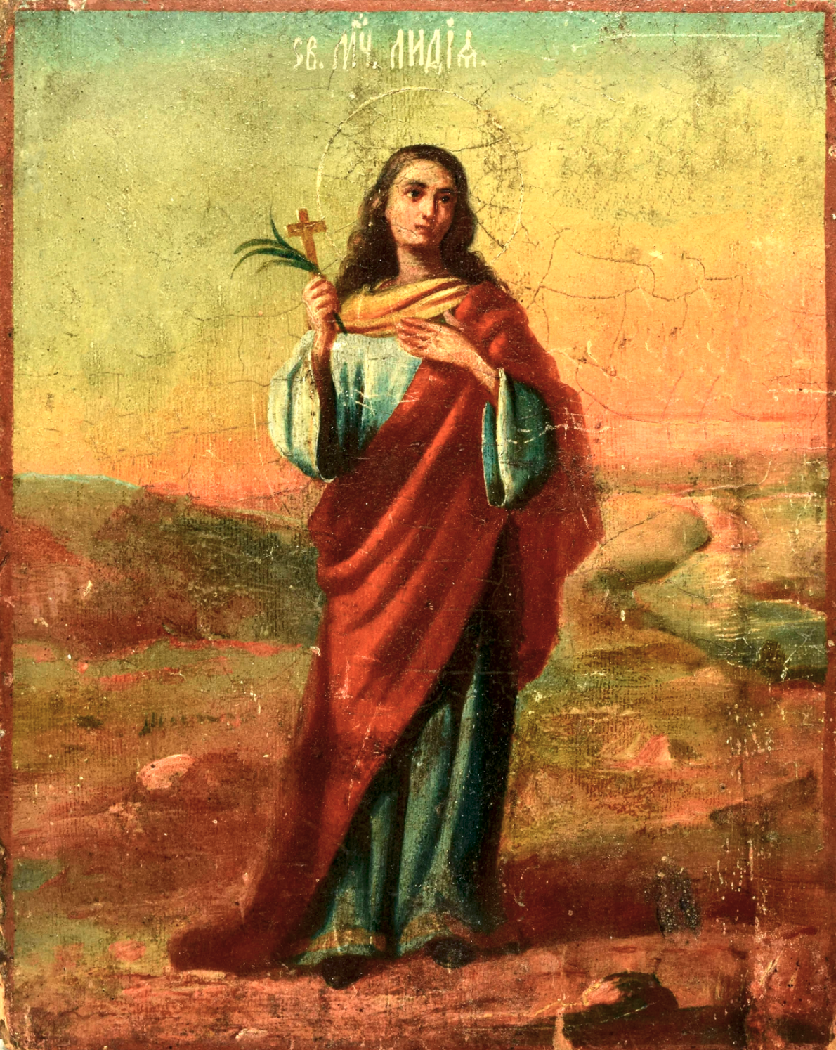 Holy Martyr Lydia of Illyria. Wooden orthodox icon.