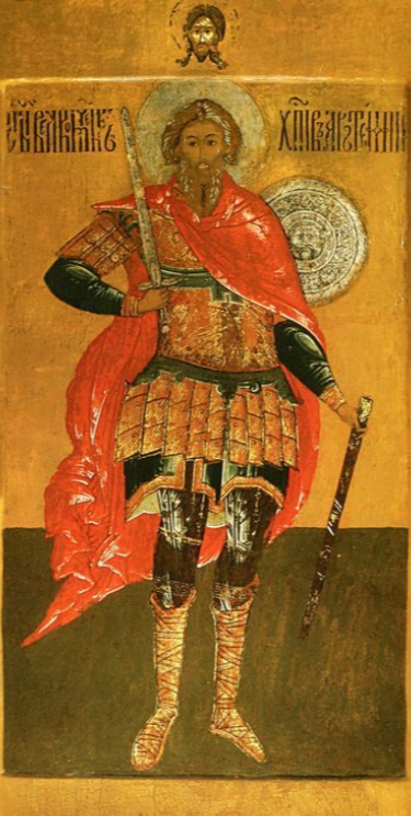 Saint Great Martyr Artemius of Antioch, Artemius the Megalomartyr or the Military Commander. Wooden orthodox icon.