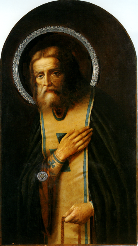 Saint Venerable Wonderworker Seraphim of Sarov. Wooden orthodox icon.