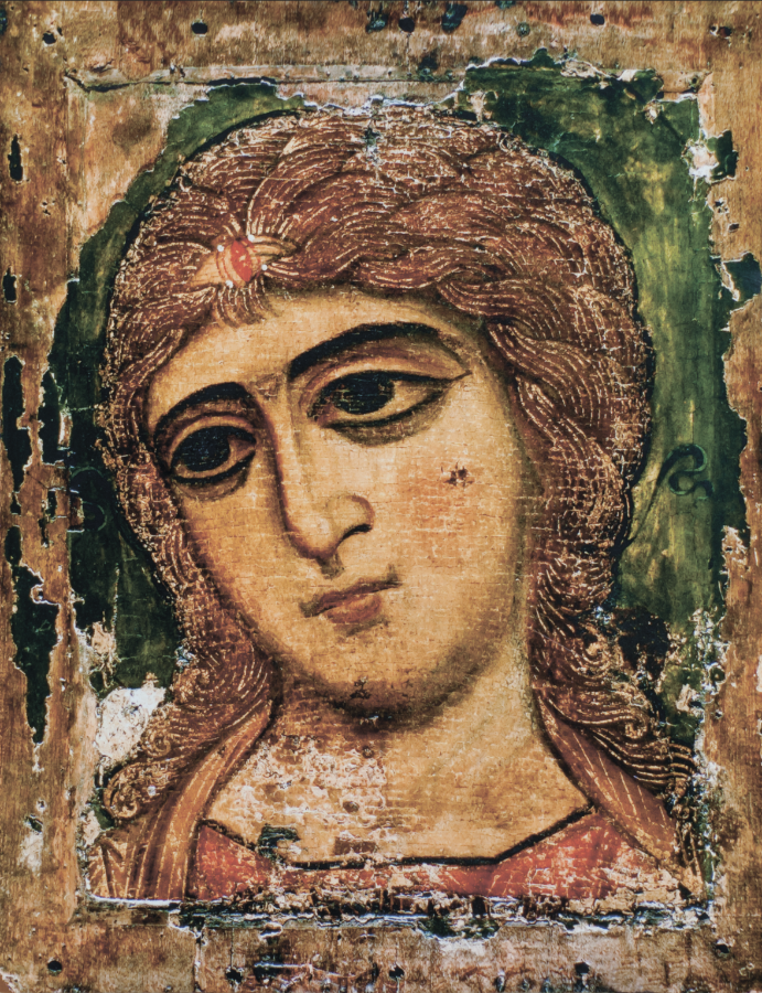 Traditional Eastern Orthodox wall icon of angel Gabriel with radiant features