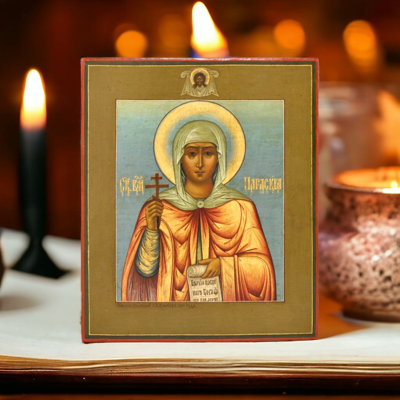 Wooden Icon of the saint Paraskevi of Iconium (Paraskeva Friday)