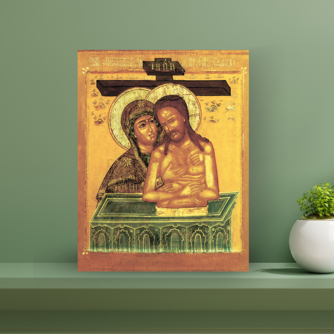 High-resolution reproduction of ancient Orthodox icon
Mourning Mother of God wall art