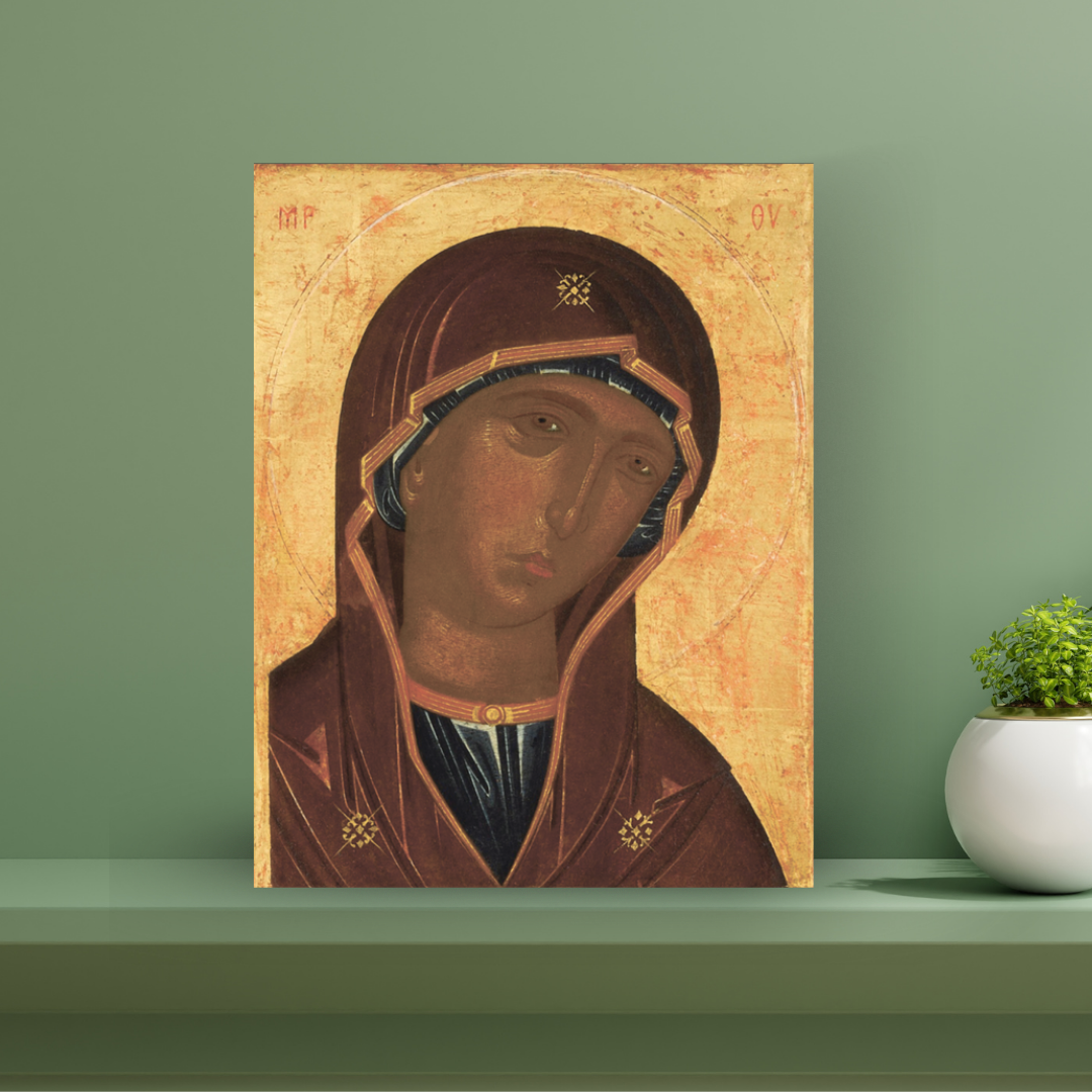 Marian devotional icon handmade in Portugal with traditional methods