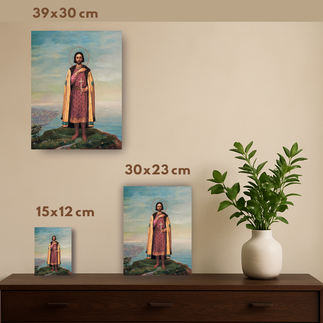 Orthodox Icon of Saint Gleb of Vladimir Handcrafted Religious Art