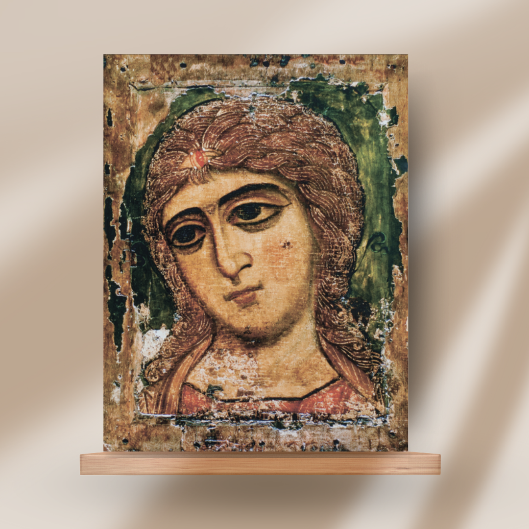 Devotional Orthodox icon of Archangel Gabriel printed on wood for prayer spaces