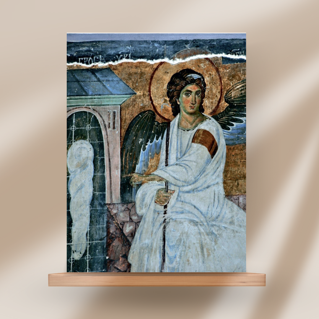 Orthodox Icon Of The White Angel From Mileseva Monastery Serbian Cultural Symbol Handmade Wooden Christian Icon Resurrection Fresco Wall Art