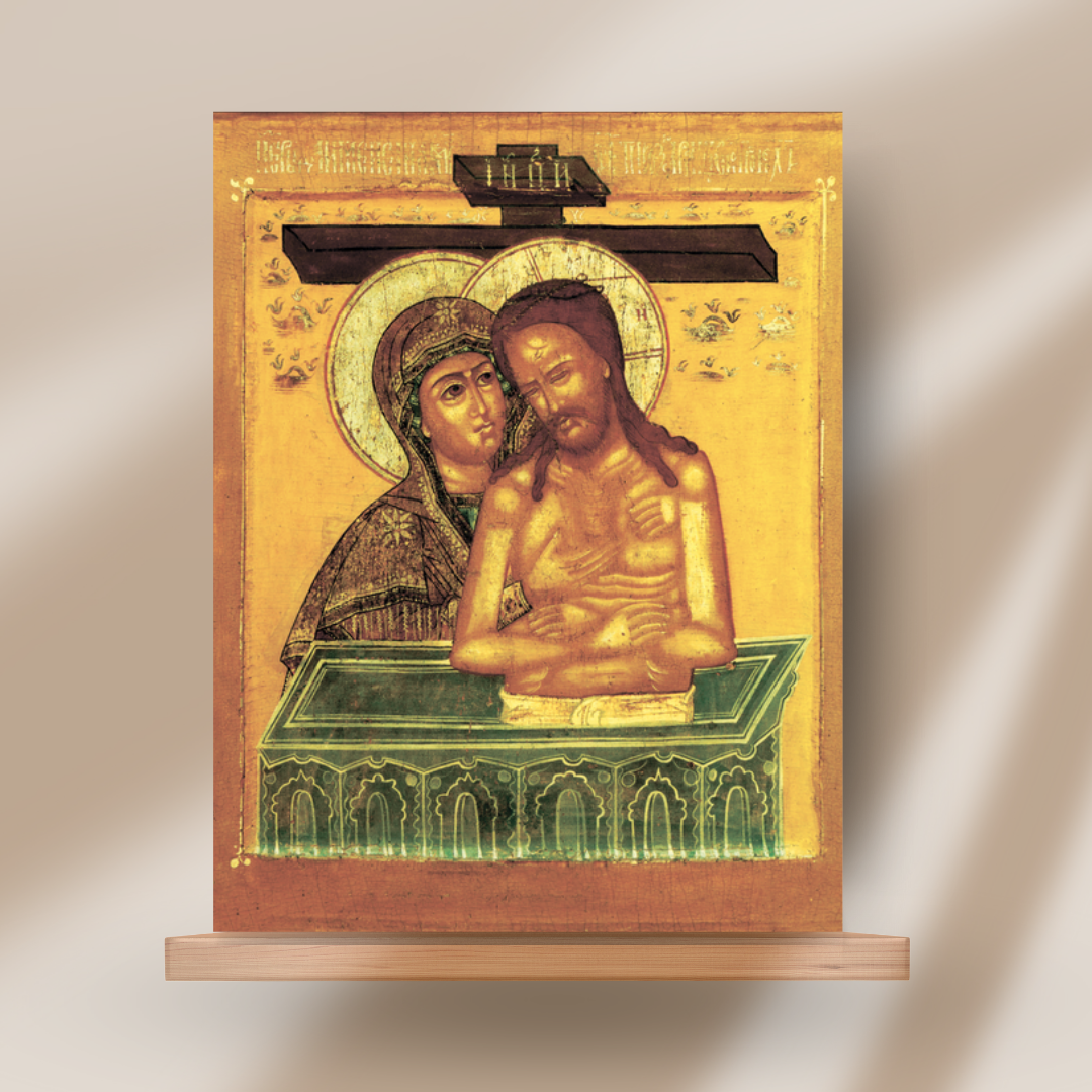Traditional Orthodox wall decor of Holy Week
Emotional religious art icon of Mary and Jesus