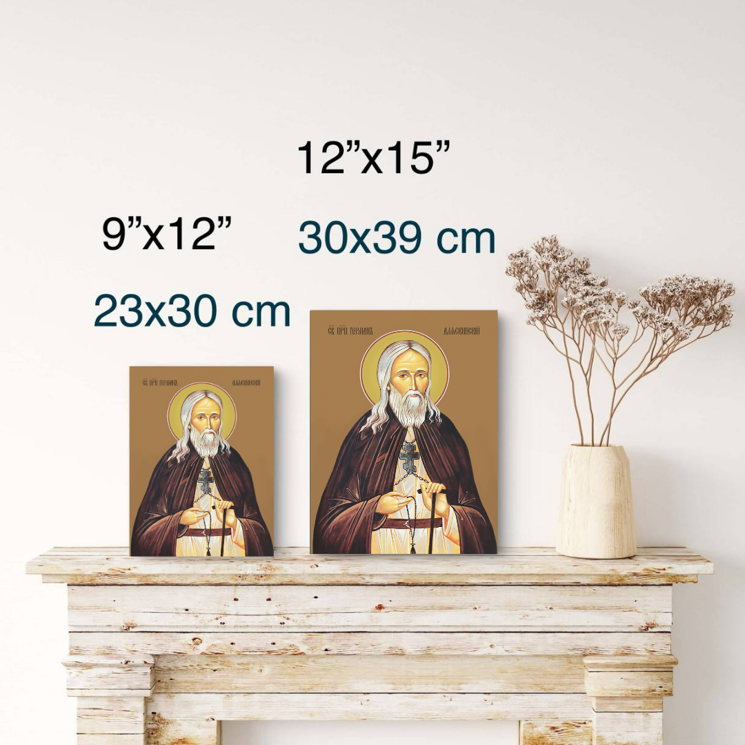 Saint Herman art with mineral pigment print and wax finish