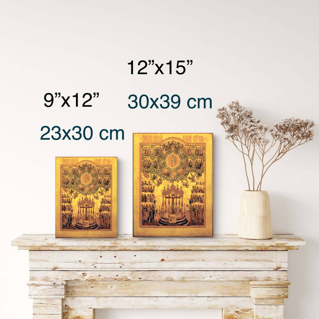 Life-Giving Cross of Christ surrounded by saints
Byzantine-style icon of Sophia Wisdom of God
