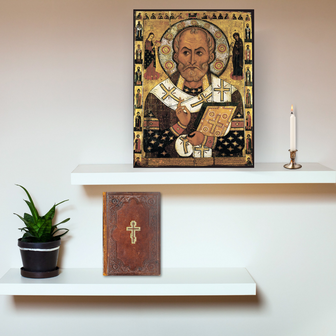 Saint Nicholas miracle-working icon with deep spiritual symbolism
