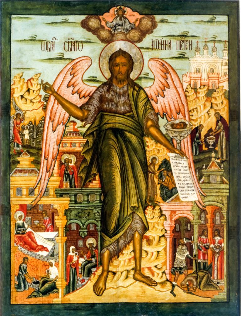Saint John the Forerunner and Baptist of the Lord "Angel of the Desert". Wooden orthodox icon.