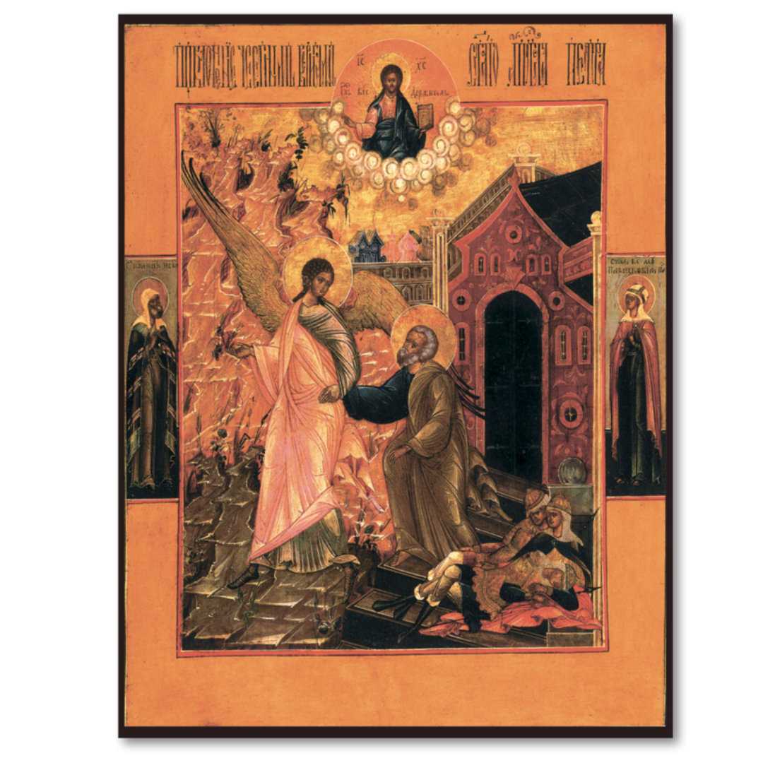 Orthodox icon of Apostle Peter’s liberation from prison handmade on wood