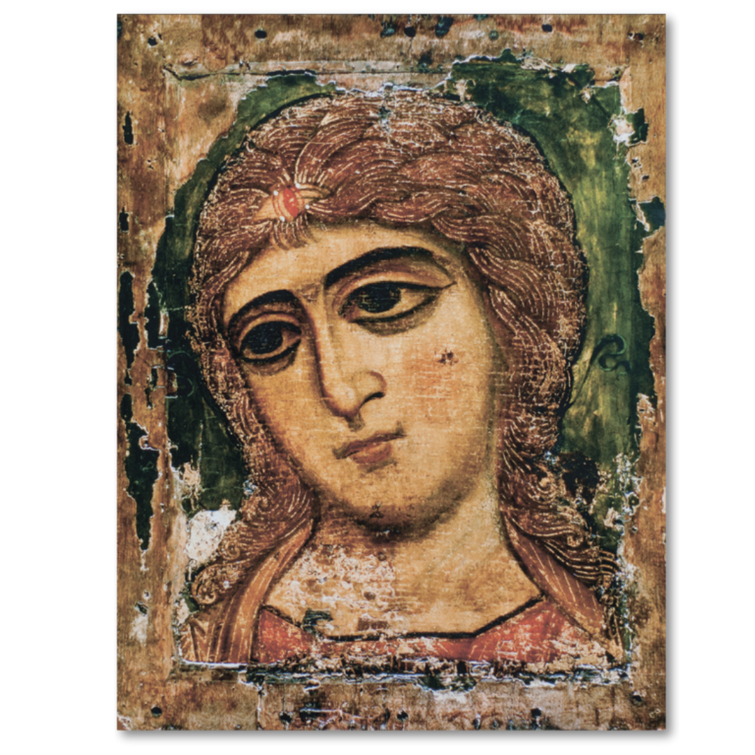 Wooden Orthodox icon of Angel with Golden Hair printed with mineral pigments
