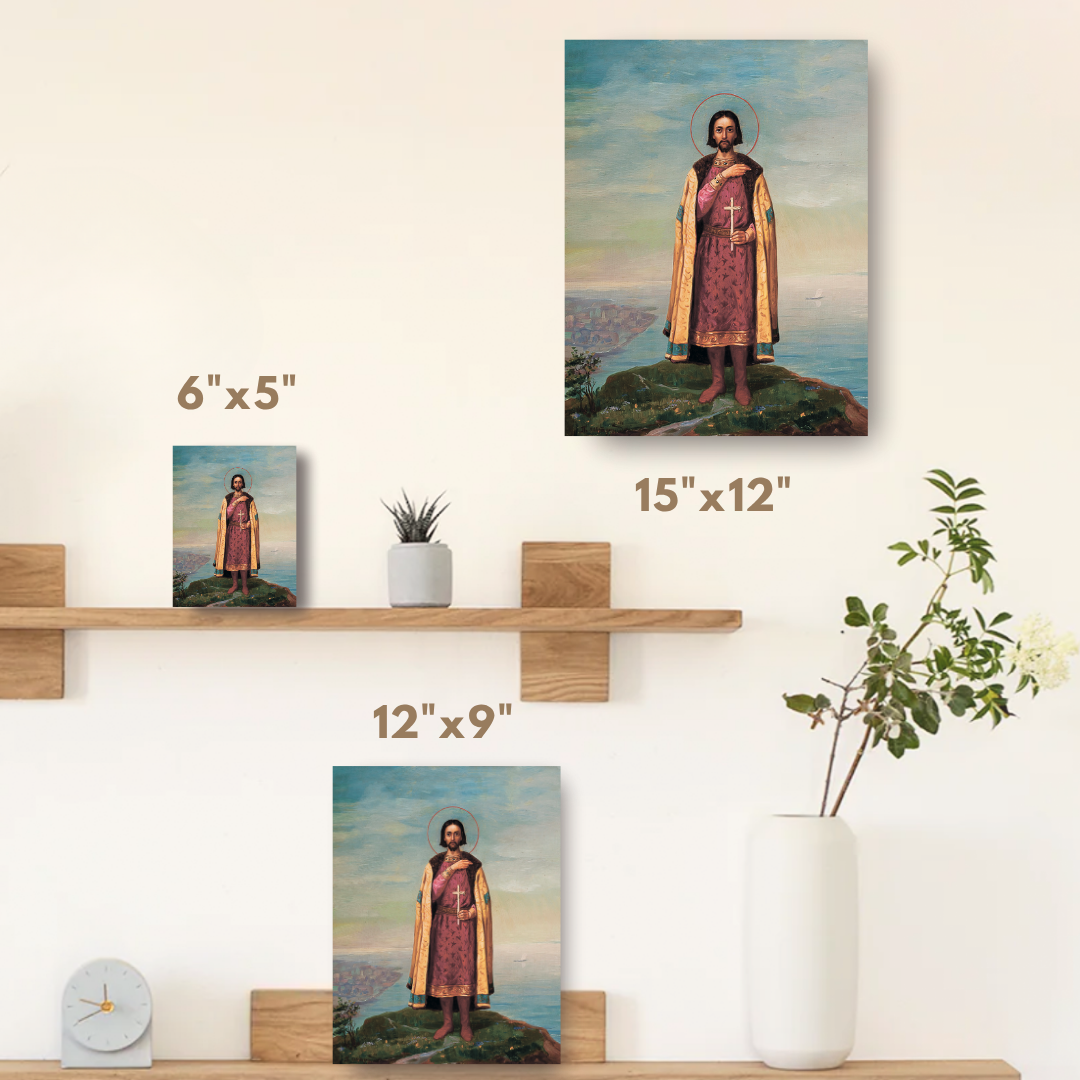 Orthodox Icon of Saint Gleb of Vladimir Handcrafted Religious Art