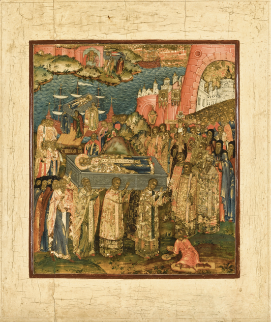 Wooden Icon of the transfer of the relics of St. Nicholas the Wonderworker from Myra in Lycia to Bari