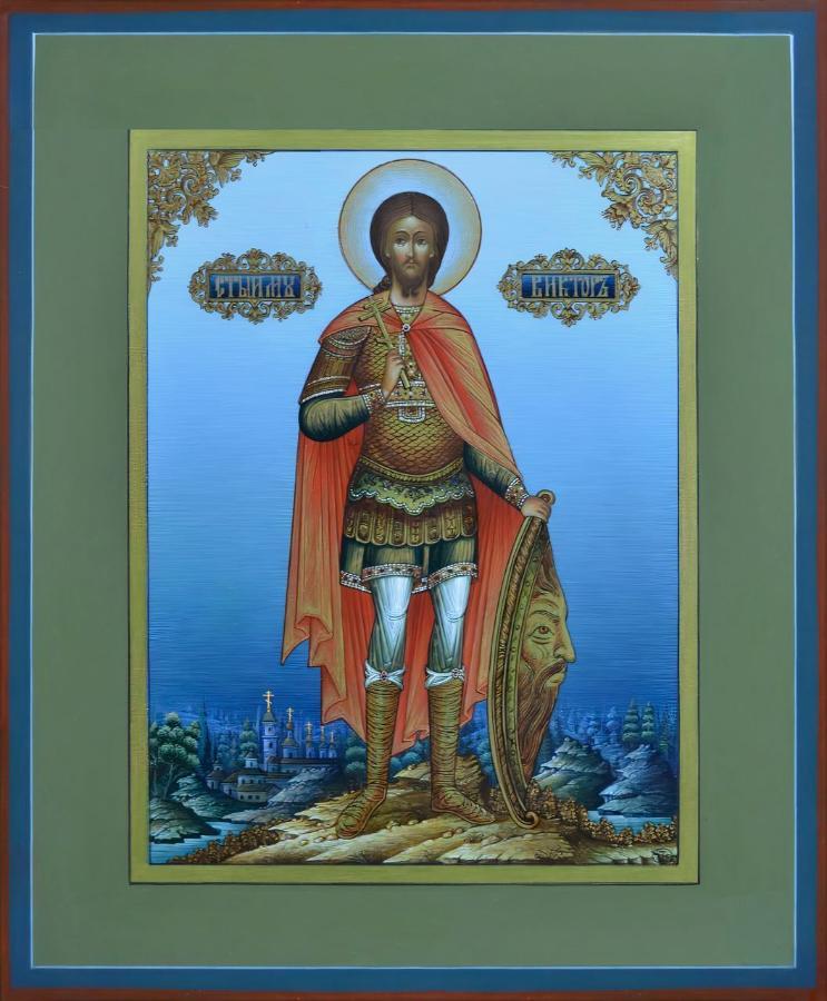 Saint Martyr Victor of Damascus. Wooden orthodox icon.