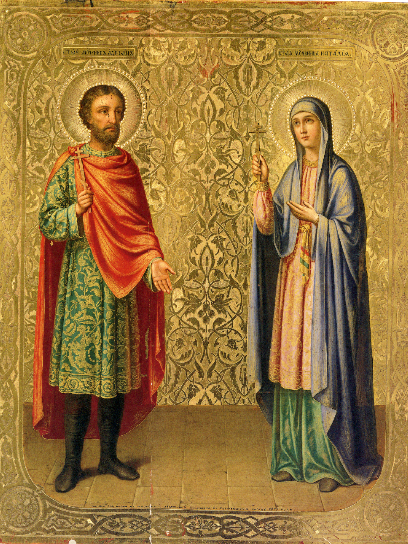 Wooden Icon Saints Adrian and Natalia of Nicomedia Patron Saints of Marriage Handmade