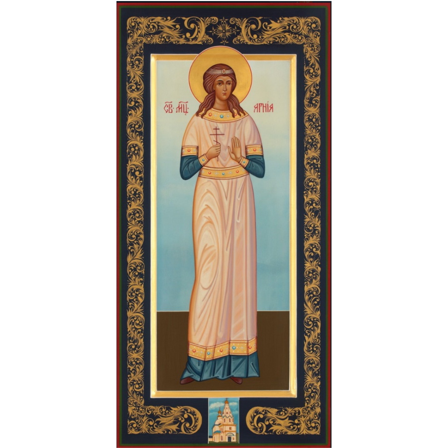 Wooden Icon of the holy martyr Agnia