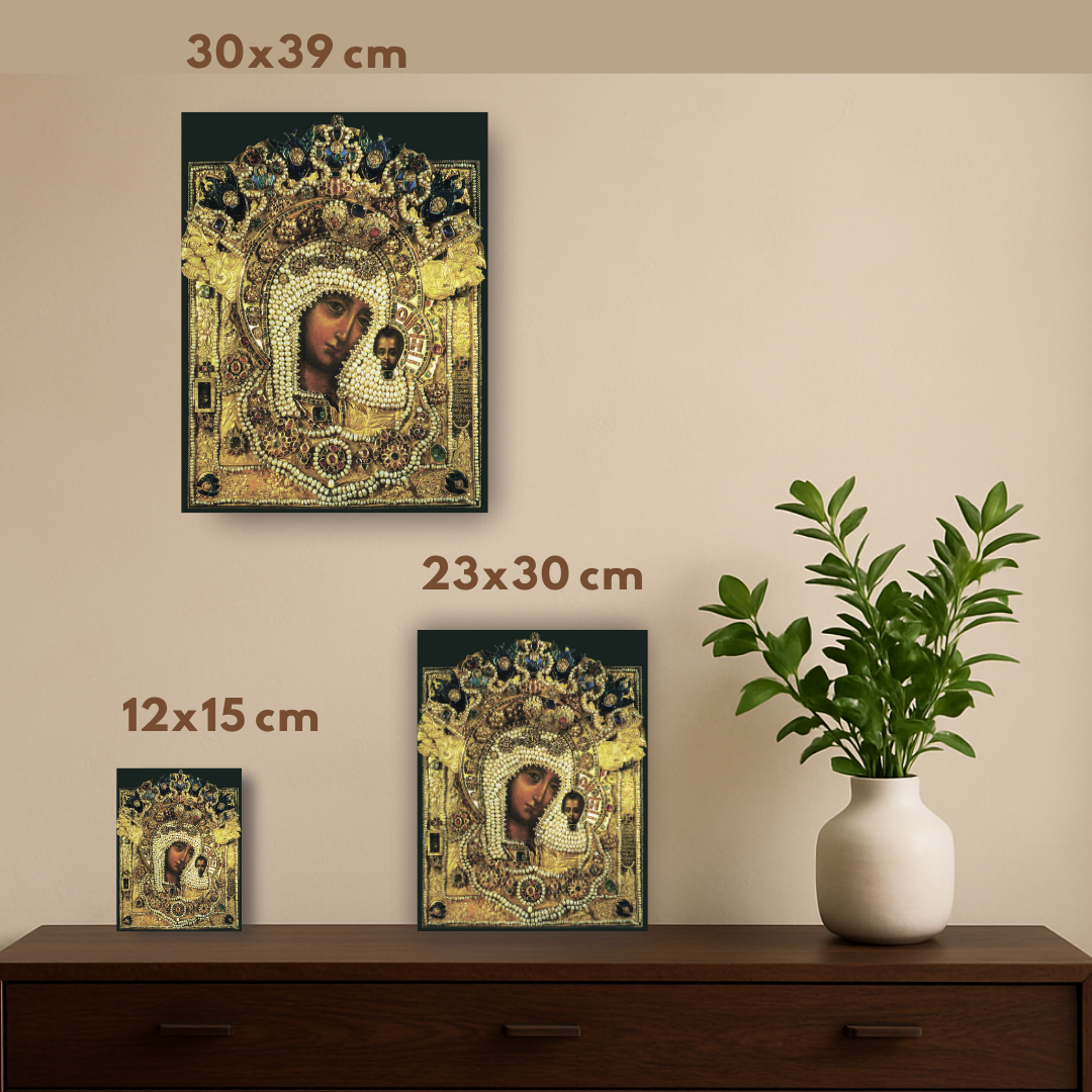Kazan Mother of God Icon Orthodox Russian Handmade Wooden Religious Wall Art