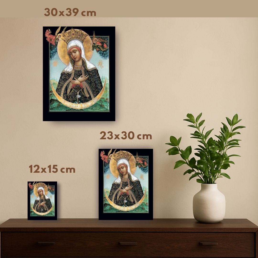 Our Lady of the Gate of Dawn "Ostrobramskaya" Mother of God Virgin Mary the Theotokos icon. Wooden orthodox icon