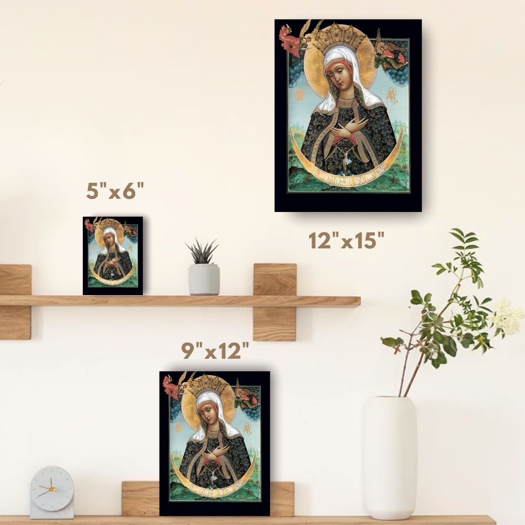Our Lady of the Gate of Dawn "Ostrobramskaya" Mother of God Virgin Mary the Theotokos icon. Wooden orthodox icon