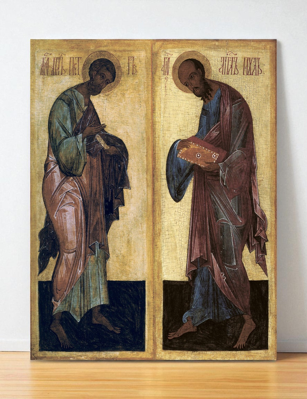 Orthodox Icon of Saints Peter and Paul – 16th Century Russian Deesis Style Religious Art