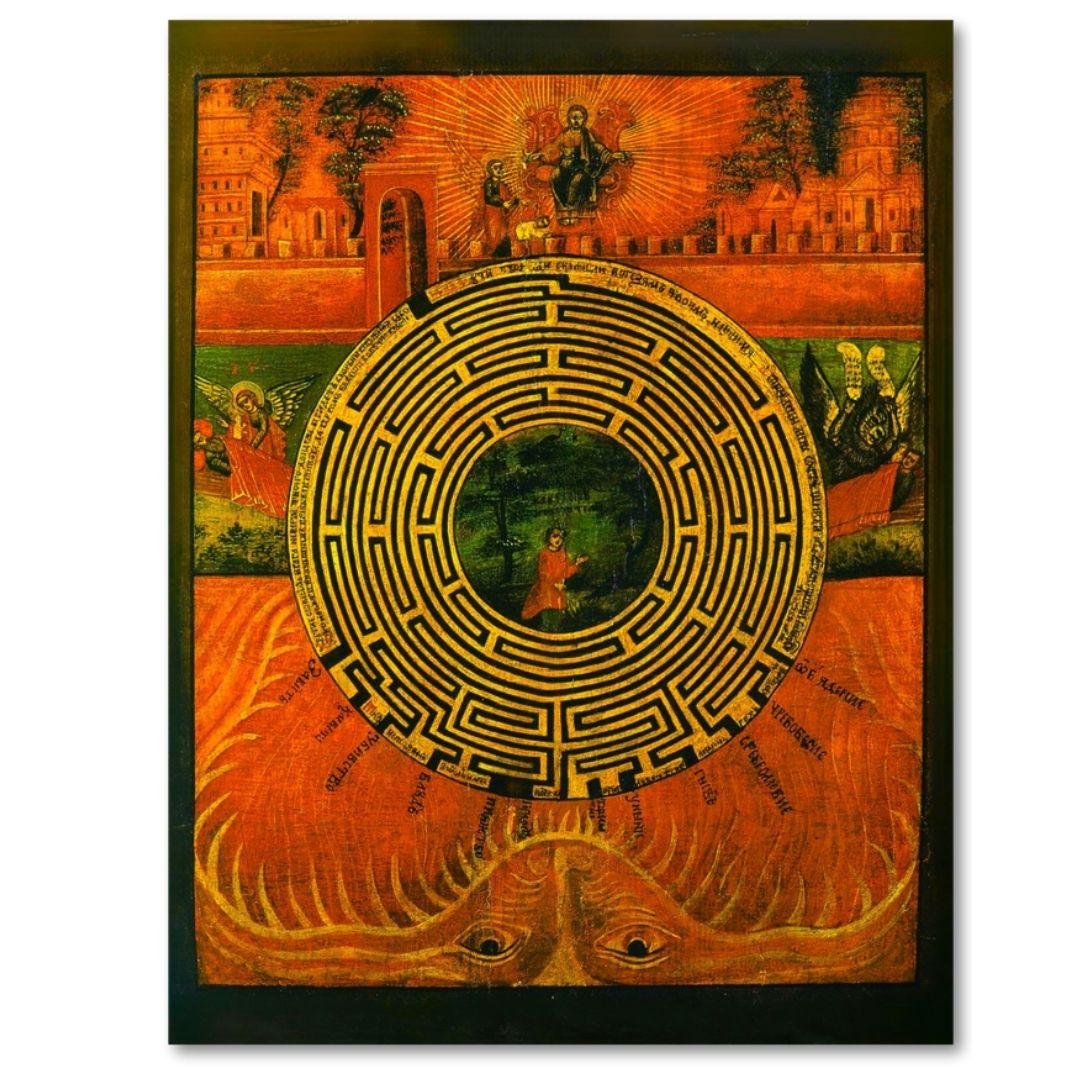 Orthodox Icon of the Spiritual Labyrinth, rare and profound Theological icon