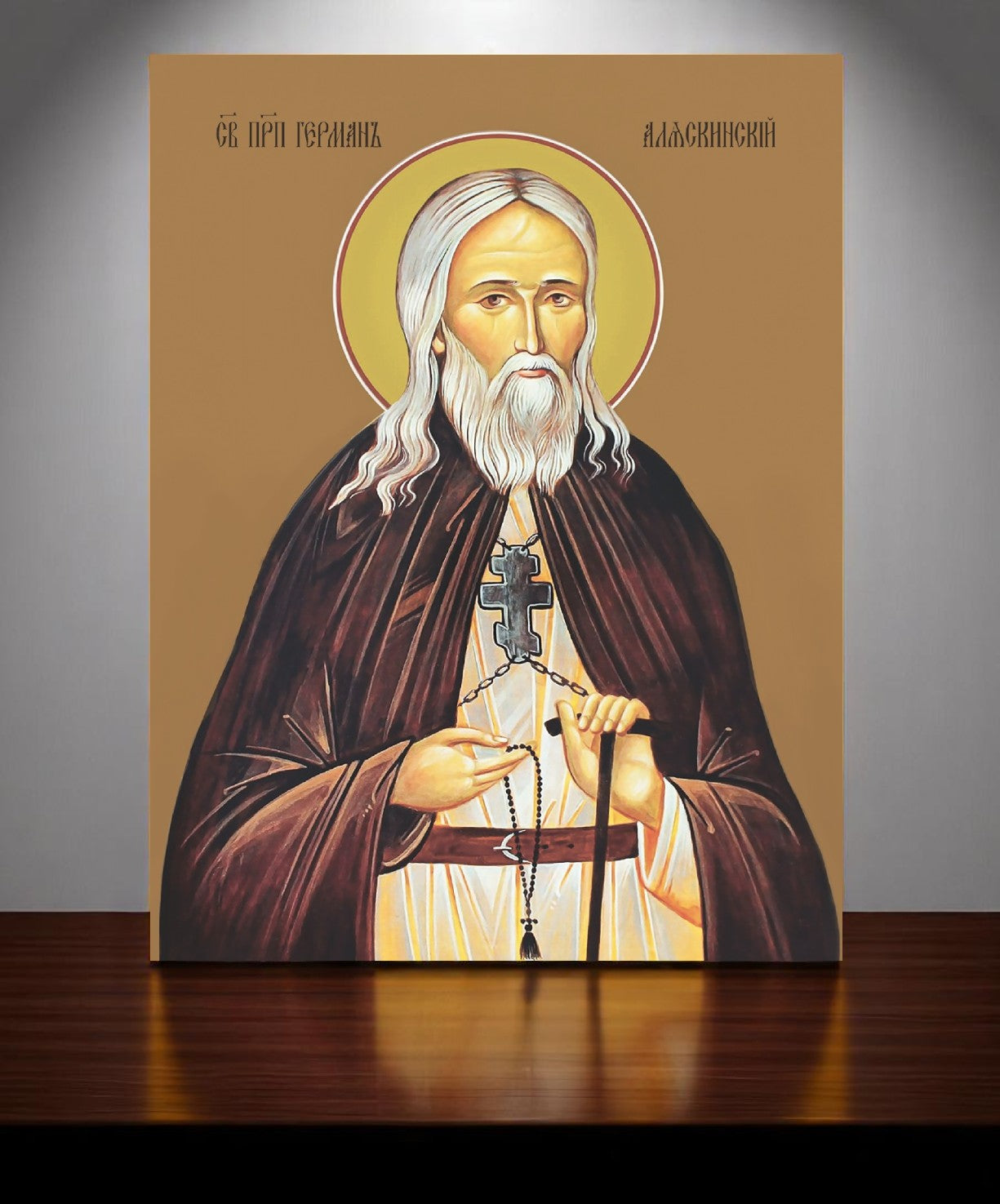 Handcrafted Orthodox icon from Portugal featuring St Herman
