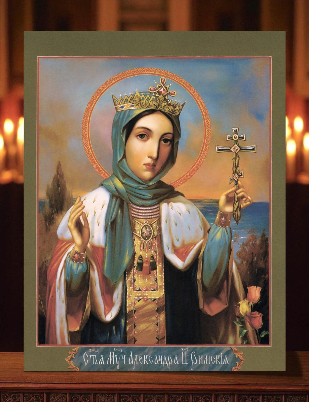 Saint Alexandra Empress Of Rome Wife Of Diocletian Christian Martyr Handmade Orthodox Wooden Icon