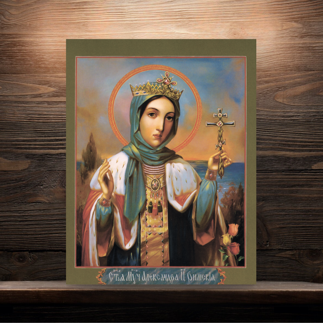 Saint Alexandra Empress Of Rome Wife Of Diocletian Christian Martyr Handmade Orthodox Wooden Icon