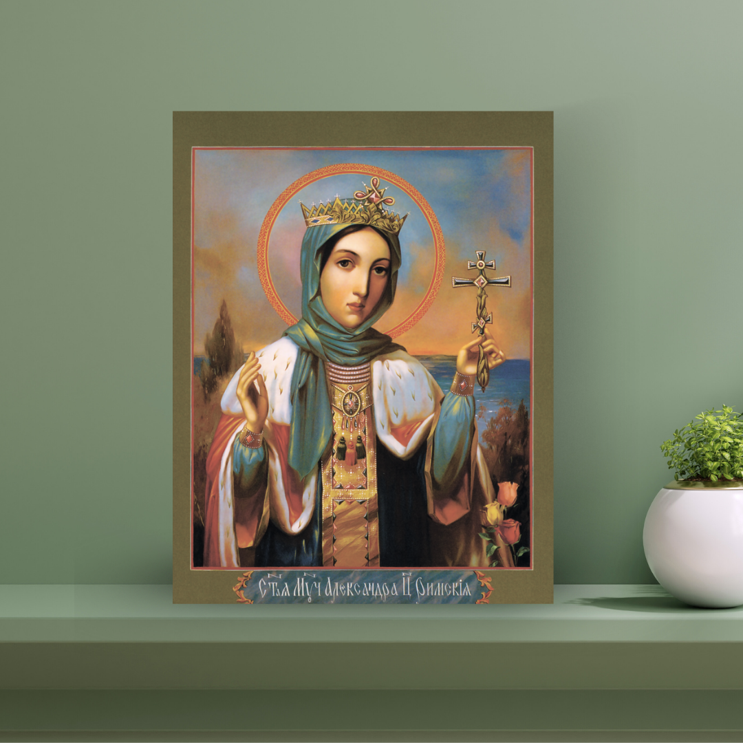 Saint Alexandra Empress Of Rome Wife Of Diocletian Christian Martyr Handmade Orthodox Wooden Icon