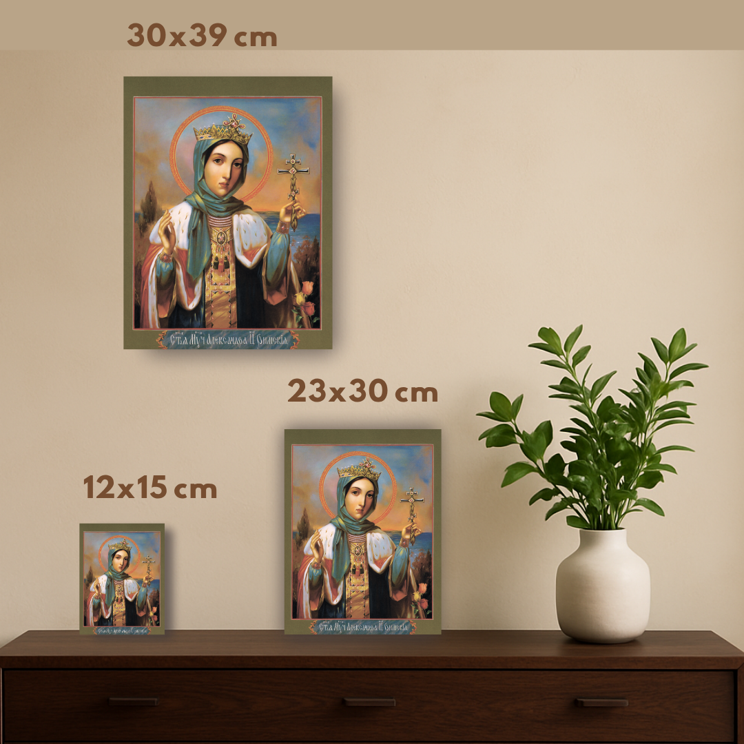 Saint Alexandra Empress Of Rome Wife Of Diocletian Christian Martyr Handmade Orthodox Wooden Icon