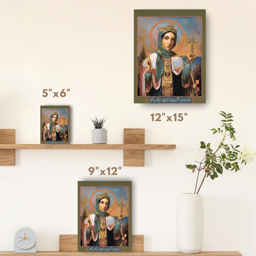 Saint Alexandra Empress Of Rome Wife Of Diocletian Christian Martyr Handmade Orthodox Wooden Icon