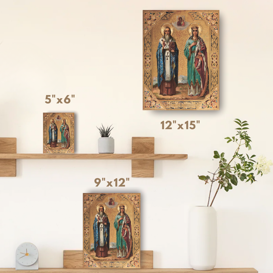 Orthodox Wooden Icon of Saint John the Merciful and Saint Catherine of Alexandria — Christian Wall Art