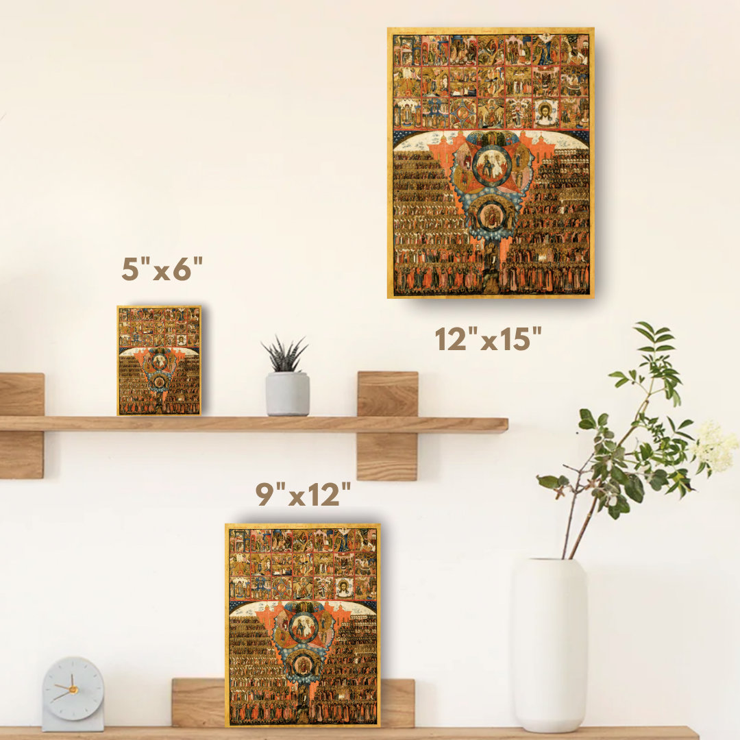 Synaxis of All Saints with Gospel Feasts Orthodox Wooden Icon